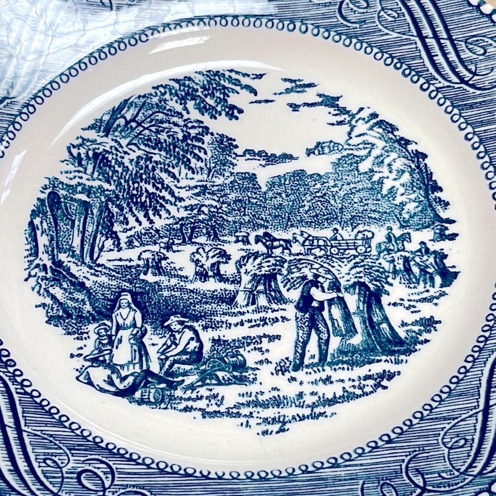 Vintage scene plate saucers